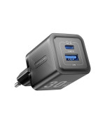 Сетевое зарядное устройство для Vention FEQ GaN USB / Type-C 30W EU-Plug, Black