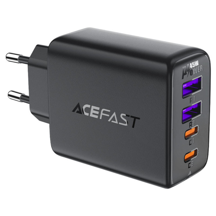 Мережевий зарядний пристрій ACEFAST A61 PD45W/QC3.0, Black