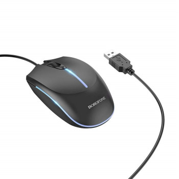 USB Дротова Міша BOROFONE BG10 1000 dpi 1,5 м, Black