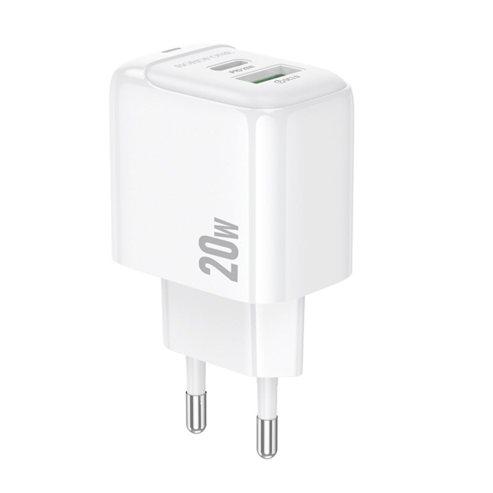 Сетевое зарядное устройство BOROFONE BAS44A Potential Type-C PD20W / USB QC3.0 EU, White