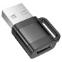 Адаптер HOCO UA31D USB Male to Type-C Female USB2.0 adapter, Black
