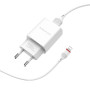 Мережевий зарядний пристрій BOROFONE BA20A Sharp single 10.5W cable USB - Lightning 1m, White