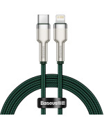 Data - кабель Baseus CATLJK-A06 Cafule Series Metal Type-C to Lightning 20W 1m, Green