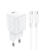 Мережевий зарядний пристрій ACEFAST A73 mini PD20W / QC3.0 GaN, White
