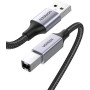 USB Кабель UGREEN US369 UGR-80803 USB-A Male to USB-B 2.0 Printer Cable Alu Case with Braid 2m, Black