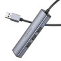 USB Hub адаптер BOROFONE DH12 Smart 4-in-1 converter 1.2M, Metal Gray