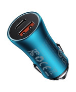 Автомобильное зарядное устройство Baseus Golden Contactor Max Dual Fast Charger USB / Type-C 60W, Blue