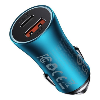 Автомобильное зарядное устройство Baseus Golden Contactor Max Dual Fast Charger Car Charger U+C 60W, Blue
