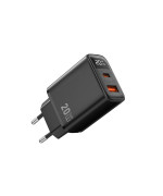 Мережевий зарядний пристрій WIWU Firefly GaN Wi-G009 USB QC3.0 / Type-C PD20W, Black