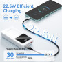 Внешний аккумулятор Power Bank Vention LED Display 22.5W 20000mAh, White