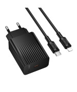 Сетевое зарядное устройство BOROFONE BAS75A с кабелем USB-C to Lightning, Black