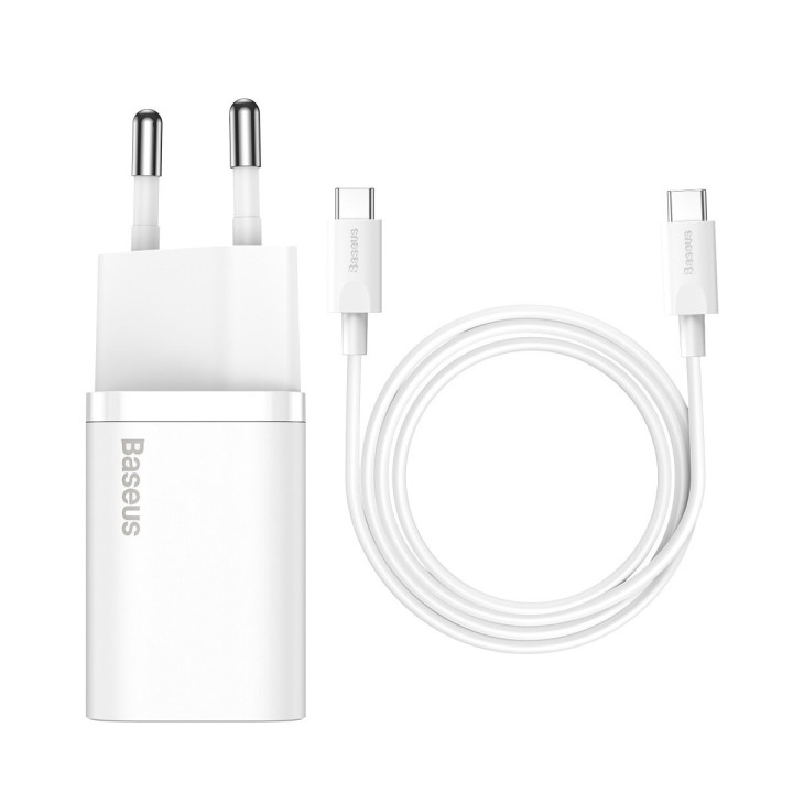 Сетевое зарядное устройство Baseus Super Si PD25W / QC3.0 3A cable Type-C to Type-C 1m, White