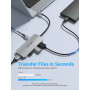USB - Hab Vention Type-C to HDMI / USB 3.0x3 / SD / TF / PD 0.15m, Gray 