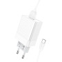 Мережевий зарядний пристрій BOROFONE BA47A USB QC3.0 3A cable Type-C 18W 1m, White