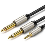 Аудио кабель UGREEN AV126 UGR-10615 3.5mm TRS to Dual 6.35mm TS 2m, Gray