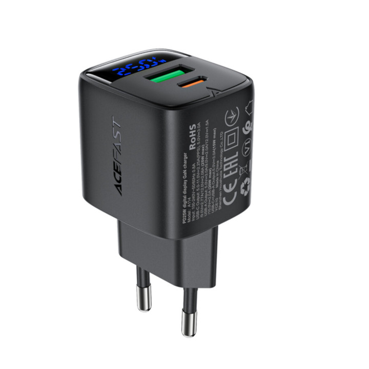 Мережевий зарядний пристрій ACEFAST A114 PD25W, Black