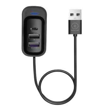 USB - хаб WUW C245 USB-A to 2 USB-A, USB-C, Black