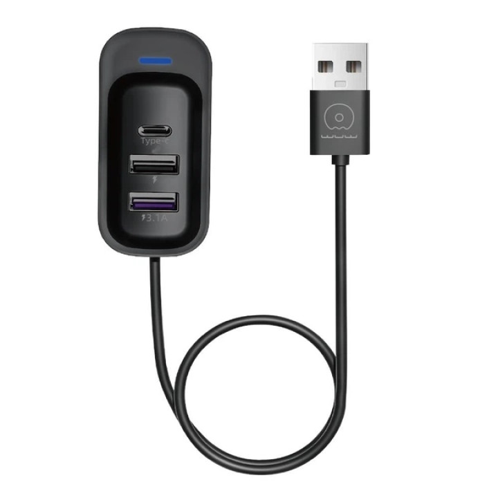 USB - хаб WUW C245 USB-A to 2 USB-A, USB-C, Black