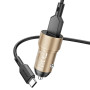 Автомобільний зарядний пристрій BOROFONE BZ19A Wisdom USB QC3.0 cable Type-C 18W, Gold