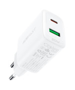 Мережевий зарядний пристрій ACEFAST A25 PD20W / QC3.0 3А, White
