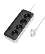 Сетевой удлинитель HOCO AC22 Sunlight 4-bit PD30W EU/GER 3m, Black