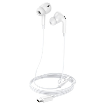Вакуумні дротові навушники Hoco M101 Pro Type-C, White