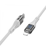 USB кабель Hoco U115 Transparent With Display PD20W Type-C to Lightning 1.2m, Grey
