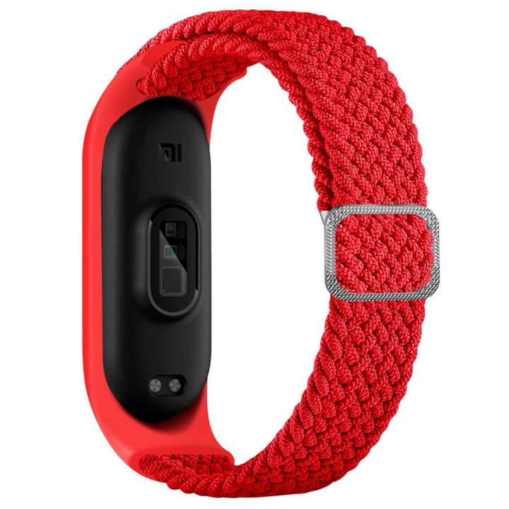 Ремешок Nylon для Xiaomi Mi Band 3 / 4 / 5 / 6 / 7 Elastic adjustment, Red