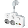 Подовжувач мережі LDNIO SE2435 2 EU ports /1 PD/1 QC/2 auto ID, White