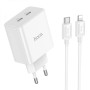 Сетевое Зарядное Устройство Hoco C108A Leader 2Type-C PD35W QC3.0 Type-C to Lightning, White