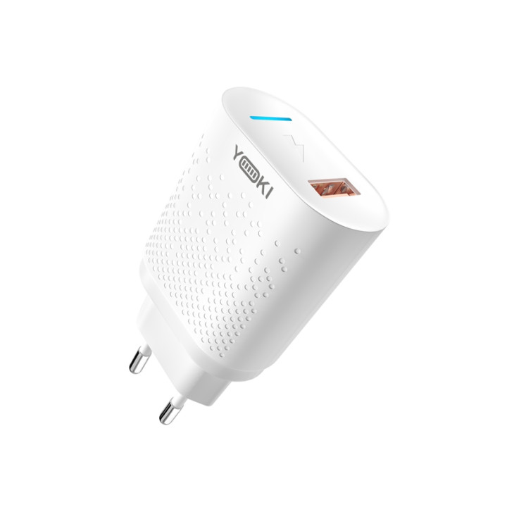 Сетевое зарядное устройство YOKI Led Series YK-QC USB QC3.0 18W, White