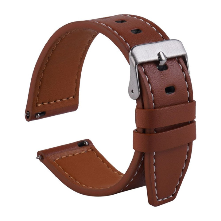 Ремінець 22mm Leather strap with straight tip для Samsung / Amazfit / Huawei, Brown