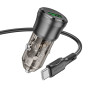 Автомобільний зарядний пристрій Borofone BZ23 QC3.0 / PD18W + cable Type-C, Transparently