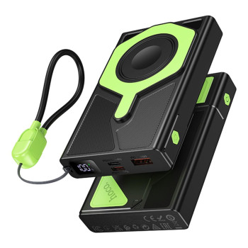 Зовнішній акумулятор Power Bank Hoco DB83 magnetic 22.5W PD20W 10000mAh, black-green