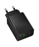 Мережевий зарядний пристрій Borofone BAS76A Type-C PD30W / USB QC3.0, Black