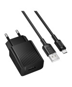 Сетевое зарядное устройство Borofone BAS71A USB 10.5W with cable micro-USB, Black