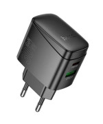 Мережевий зарядний пристрій Hoco CS61A 1USB / 1USB-C PD / QC 30W кабель Type-C to Type-C, Black