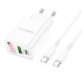 Мережевий Зарядний Пристрій Borofone BA78A PD20W / QC3.0 Digital Type-C to Type-C, White