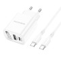 Сетевое Зарядное Устройство Borofone BA78A PD20W / QC3.0 digital display Type-C to Type-C, White