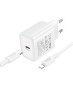 Мережевий зарядний пристрій Borofone BA84A Type-C PD / QC 30W / Type-C to Lightning, White