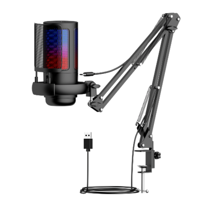 Микрофон Для Стрима Smart Case ME6S-35 RGB на Струбцине, Black