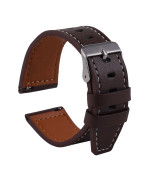 Ремешок 22mm Leather strap with straight tip для Samsung / Amazfit / Huawei, Dark Brown
