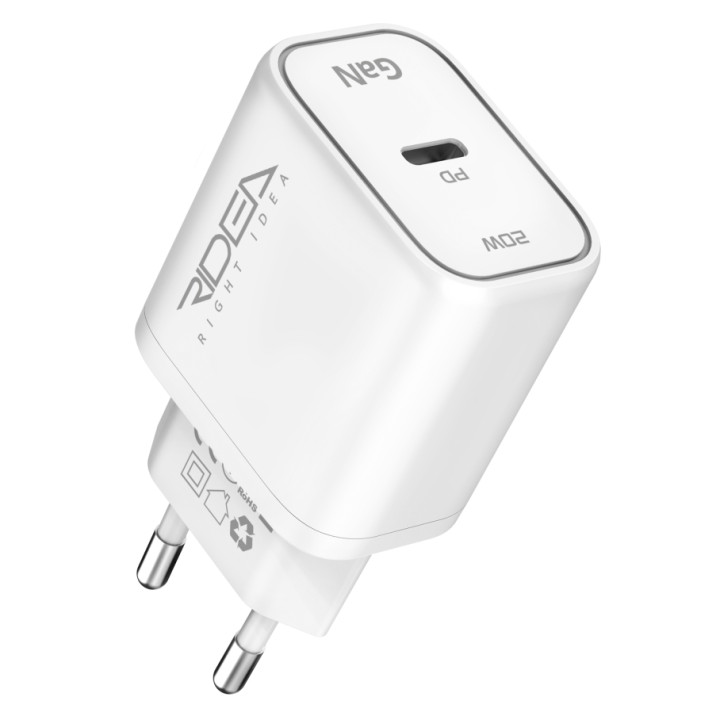 Мережевий зарядний пристрій Ridea RW-GaN20BC Type-C PD20W, White