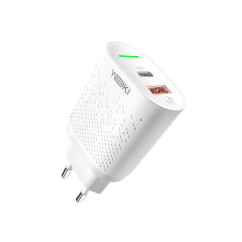 Сетевое зарядное устройство YOKI Led Series YK-20 USB QC3.0 / Type-C PD20W, White