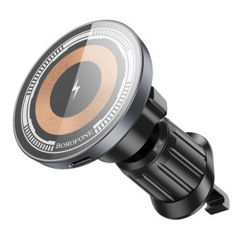 Автомобільний магнітний тримач Borofone BH211 Riley Magnetic Wireless 15W, Black