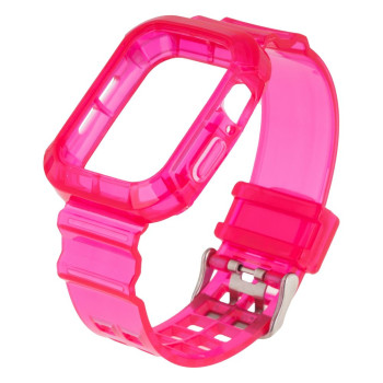 Ремешок Color Transparent для Apple Watch 40mm + Protect Case, Hot pink