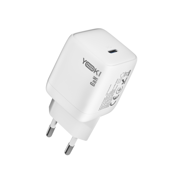 Сетевое зарядное устройство Yoki YK-GaN25NCB NanoGaN Type-C QC3.0 PD25W, White