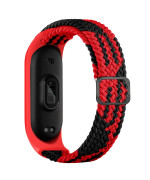 Ремешок Nylon для Xiaomi Mi Band 3 / 4 / 5 / 6 / 7 Elastic adjustment, Red-Black