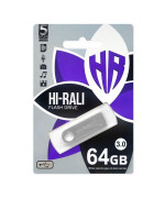 USB флешка Hi-Rali Flash Drive 3.0 Shuttle 64gb, Steel