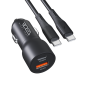 Автомобильное Зарядное Устройство Ridea RCC-30114 QPow Type-C / USB cable Type-C to Type-C, Black